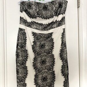 Bebe strapless black & white dress large